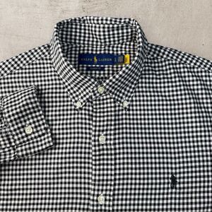 Ralph Lauren Gingham Shirt Men’s Large Classic Fit Button Up Black White Oxford